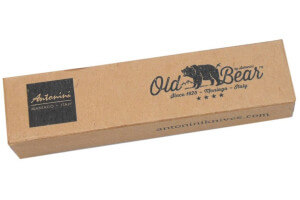 Couteau artisanal Old Bear damas M lame inox 8cm manche olivier avec virole