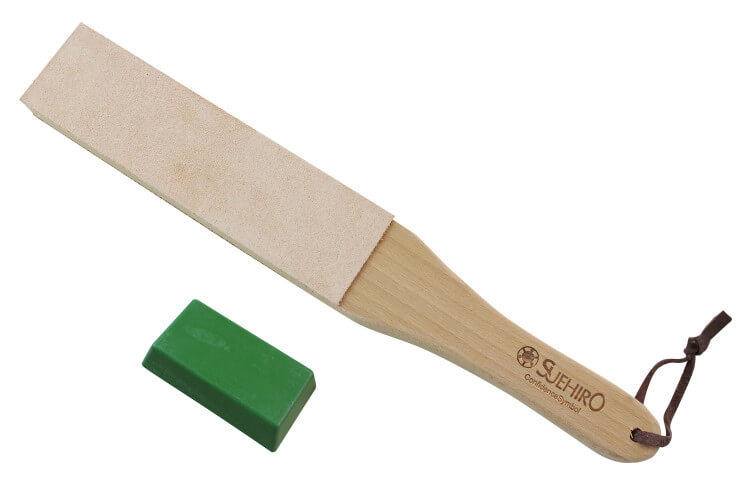 Set stropping cuir de polissage japonais Suehiro 31cm + pâte abrasive