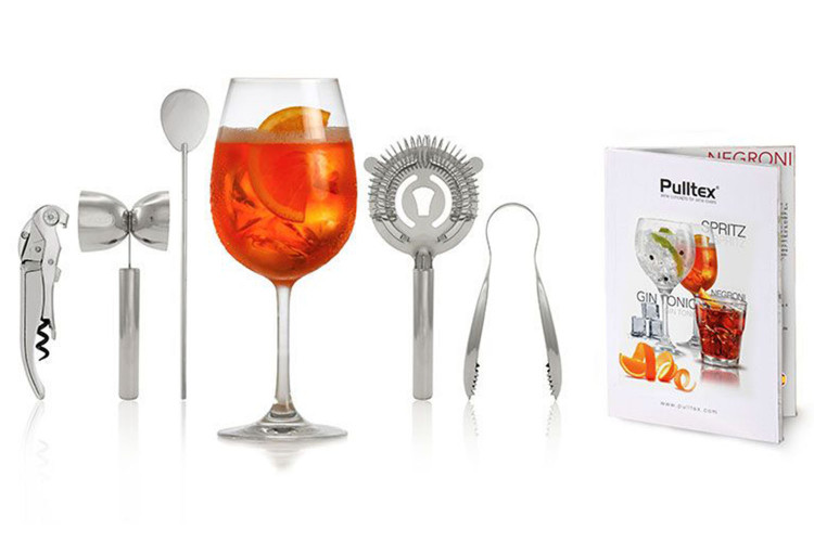 Kit cocktail 5 pièces Pulltex acier inoxydable + recettes