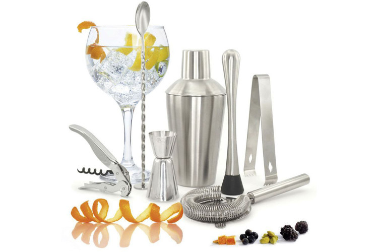 Kit cocktail Deluxe 7 pi&egrave;ces acier inoxydable Pulltex + recettes