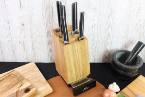 Bloc en chêne 5 couteaux cuisine Sabatier International avec support tablette intégré