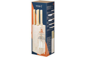 Bloc bois de hêtre 5 couteaux cuisine Opinel Parallèle spécial viande