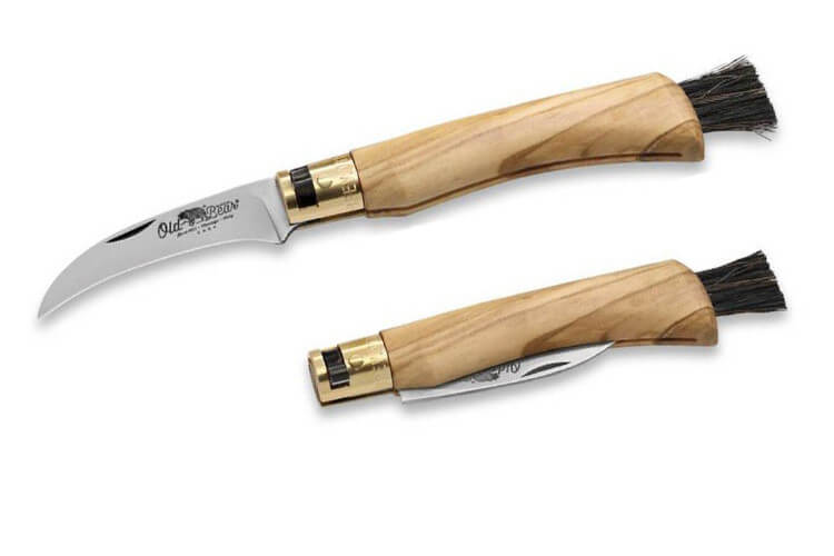 Couteau à champignons pliant Old Bear manche 11cm olivier avec virole
