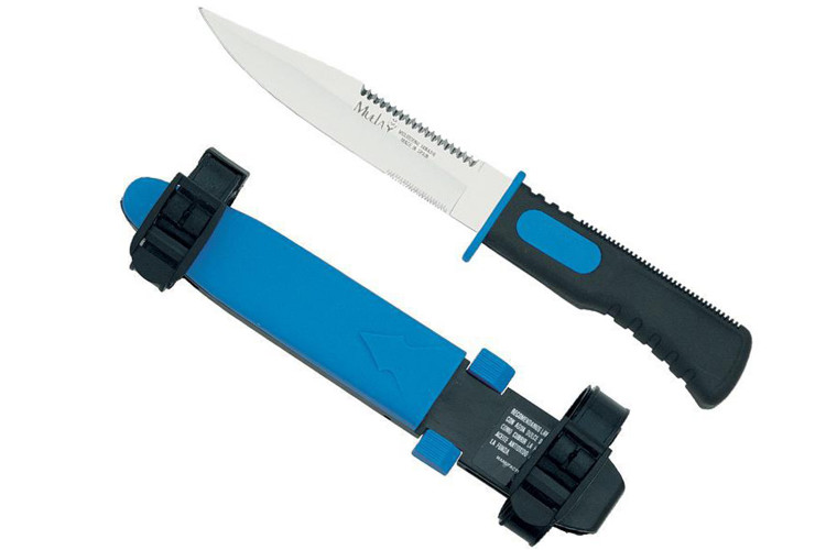 Couteau de plongée Muela Marina Bleu 14cm Acier inox + étui à sangles