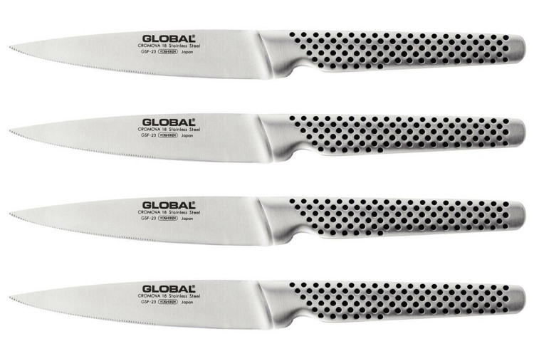 Coffret de 4 couteaux à steak japonais Global GSF4023 lames crantées 11cm