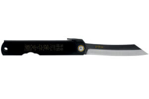 Couteau pliant Higonokami luxe 16.N acier carbone manche laiton noir 10cm