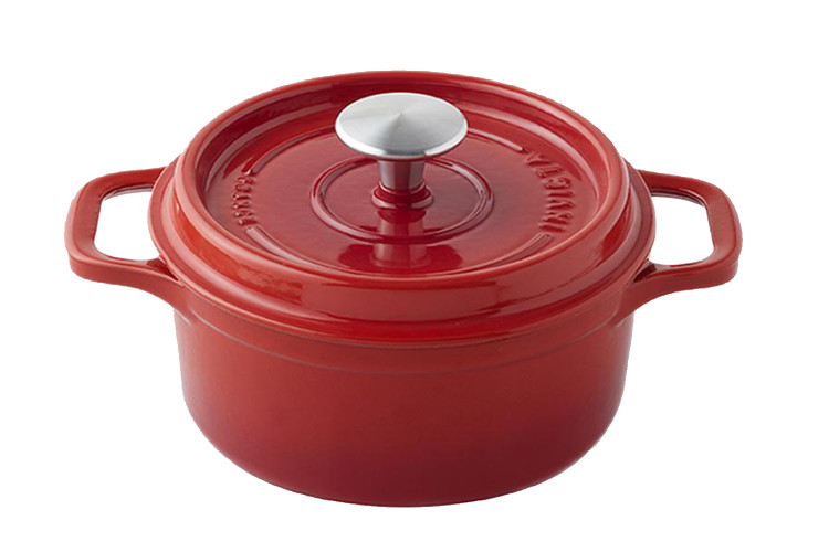 Cocotte ronde Invicta en fonte &eacute;maill&eacute;e rubis 32cm