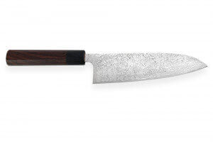 Couteau santoku japonais artisanal Takeshi Saji R2 Damas 18cm