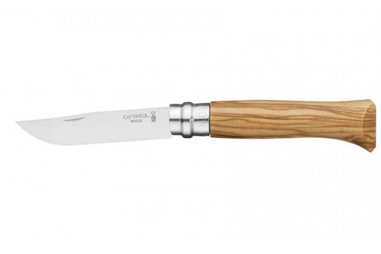 Couteau opinel tradition Luxe n°08 lame 8,5cm virole tournante manche bois d'olivier