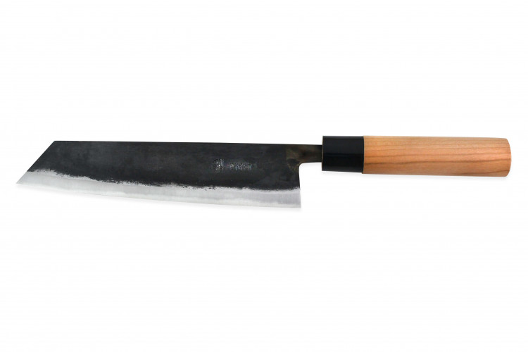 Couteau Kiritsuke japonais artisanal Moritaka Aogami 2 Steel carbone manche cerisier