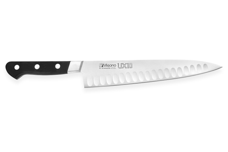 Couteau de chef japonais Misono UX10 alv&eacute;ol&eacute; 21cm