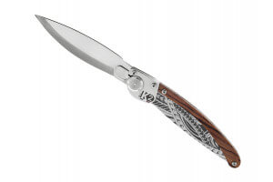 Couteau pliant K2.04M manche bois de violette et acier décor art polynésien 11,5cm