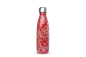 Bouteille isotherme Qwetch Fleurs rouge