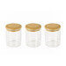 Set de 3 pots en verre Pebbly avec couvercle bambou pour épices et condiments - 190ml