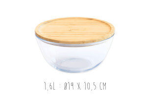 Bol de conservation en verre Pebbly avec couvercle en bambou