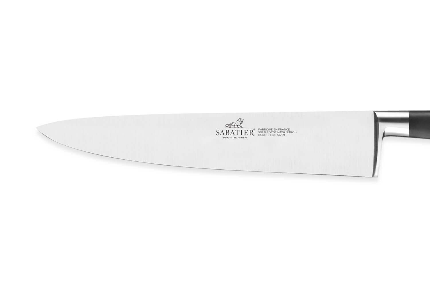 Sabatier Ensemble de couteaux forgés à triple rivet avec aiguiseur intégré,  couteaux de cuisine en acier inoxydable à haute teneur en carbone, ensemble  de couteaux tranchants avec bloc d'acacia et technologie Edgekeeper