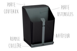 Porte ustensiles 4 fonctions Kitchencraft MasterClass Smart Space avec affûteur intégré