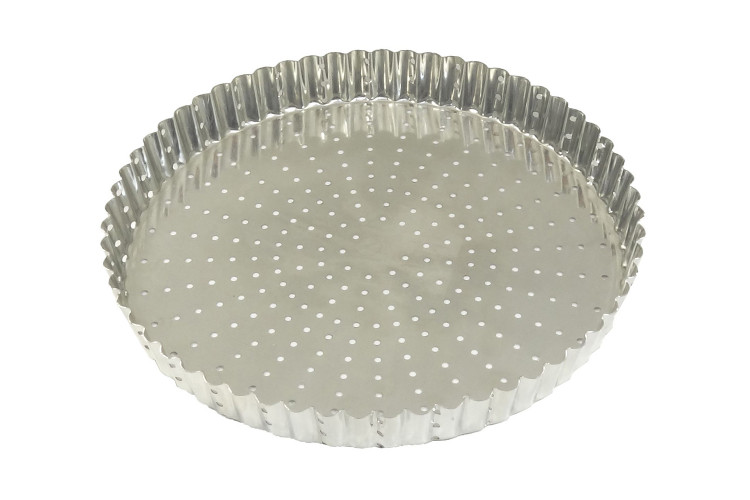 Tourtière ronde cannelée perforée Gobel fond fixe - 7 tailles