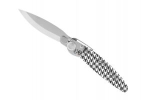 Couteau pliant K2.17M manche acier décor imprimé 3D pied de poule 11,5cm