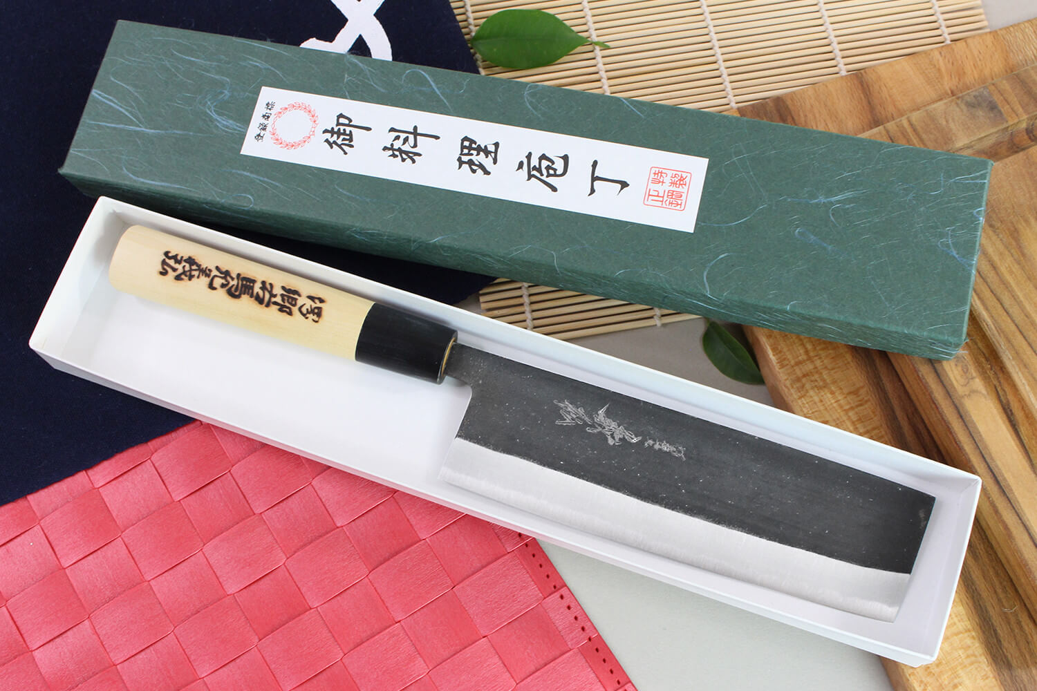 Couteau nakiri artisanal carbone Yoshihiro Kogeta japon