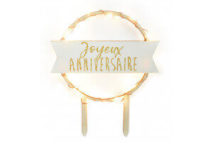 Cake topper à LED "Joyeux anniversaire" Scrapcooking en bois