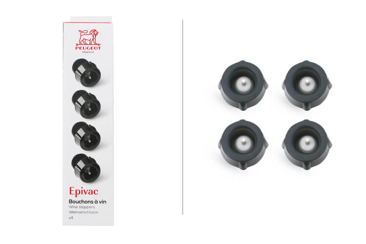 Set de 4 bouchons à vin Peugeot Epivac pour pompe à vide 3,5cm