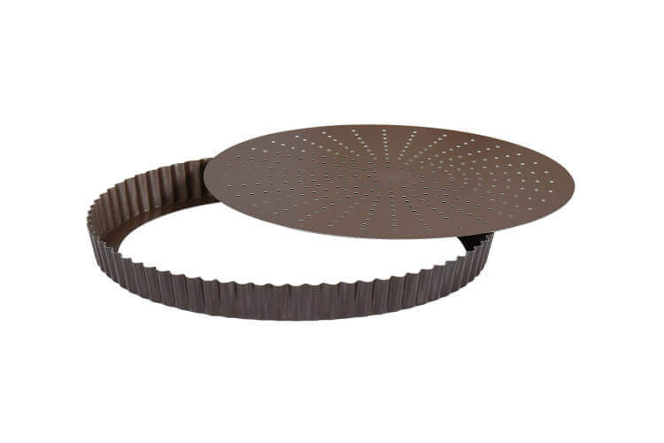 Tourtière ronde cannelée perforée Gobel fond mobile anti-adhérent