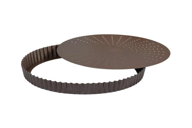 Tourti&egrave;re ronde cannel&eacute;e perfor&eacute;e Gobel fond mobile anti-adh&eacute;rent