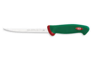 Couteau filet de sole professionnel Sanelli Premana lame étroite 16cm manche vert