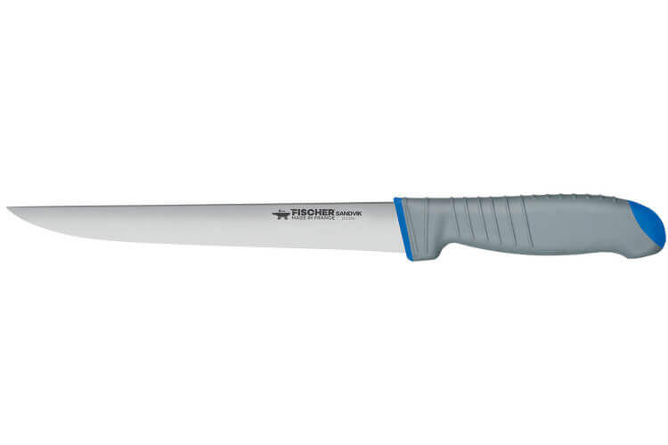 Couteau de boucher 20cm Fischer SANDVIK lame étroite manche bleu ultra confort