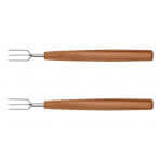 Coffret 2 fourchettes à pommes de terre Triangle Sense inox et manche en bois de prunier