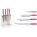 Bloc acrylique 4 couteaux de cuisine Dick Pink Spirit manche rose