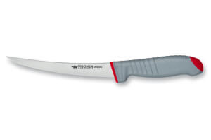 Couteau désosseur semi-flexible 13cm Fischer SANDVIK manche rouge ultra confort
