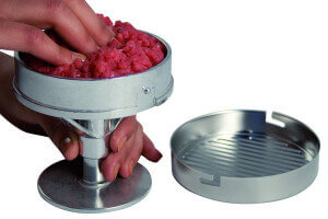 Presse-hamburger avec poussoir inox et fonte d'alu - Diamètre 10cm