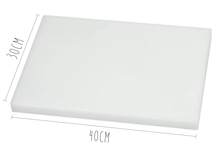 Planche à découper épaisse polyéthylène blanc HD500 40x30cm