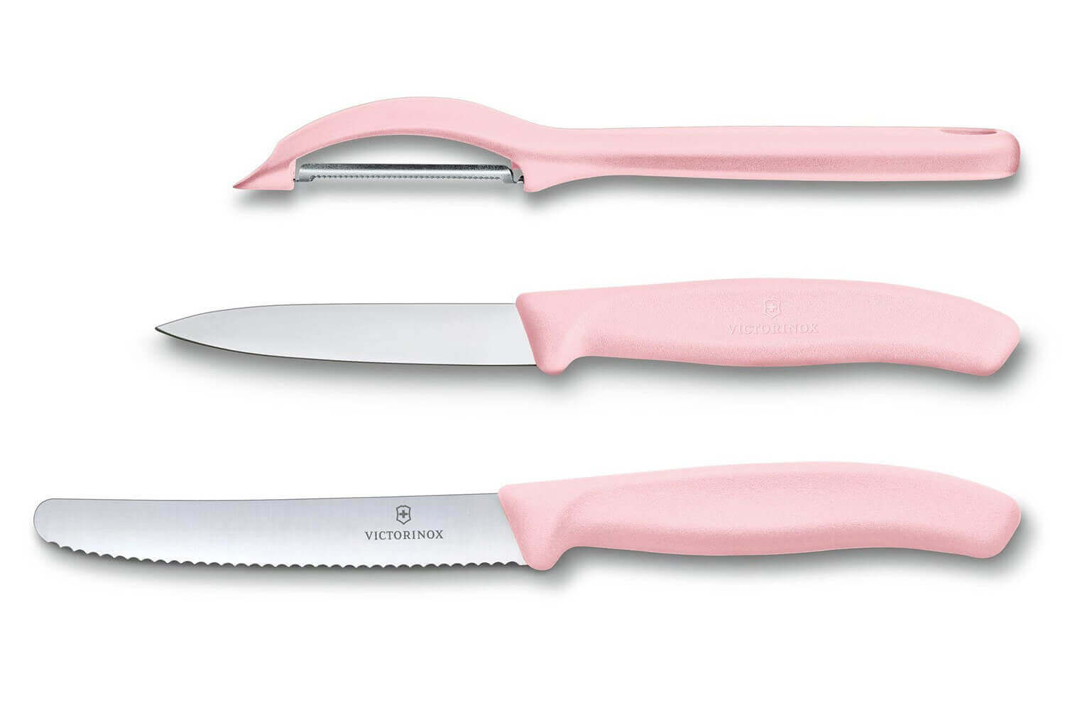 Victorinox Trend Colors - 2 couteaux + 1 éplucheur rose
