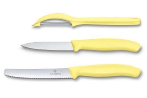 Set 2 couteaux + 1 éplucheur Victorinox Swissclassic Trend Colors pastel jaune