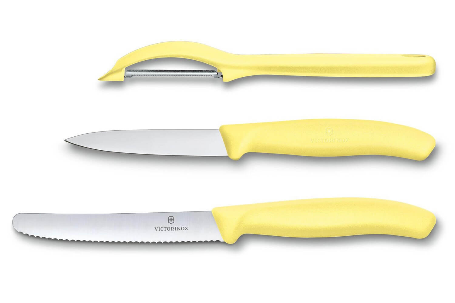 Victorinox Trend Colors - 2 couteaux + 1 éplucheur jaune
