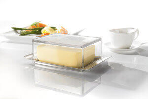 Beurrier Gefu Brunch en acier inoxydable et SAN pour beurre 250g