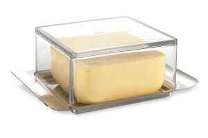 Beurrier Gefu Brunch en acier inoxydable et SAN pour beurre 125g