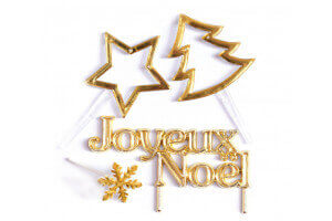 Set 4 décorations de bûche de Noël Scrapcooking - Doré