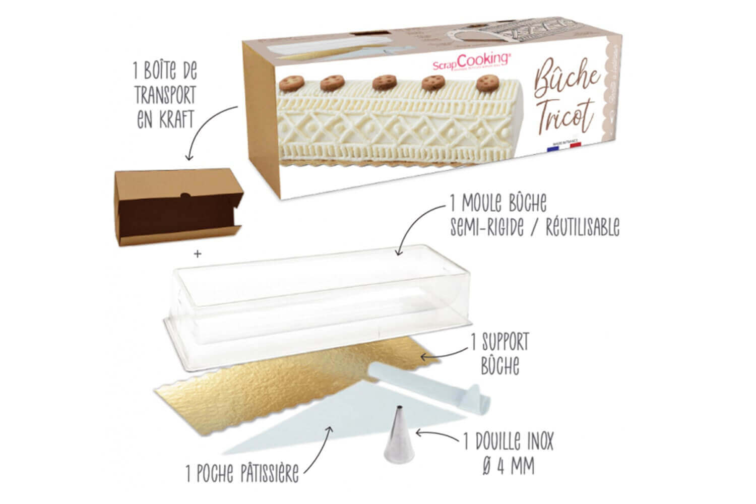 Kit de pâtisserie complet bûche de Noël Scrapcooking