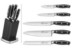Bloc Sabatier International Tanis noir avec 5 couteaux Vario manches en ABS