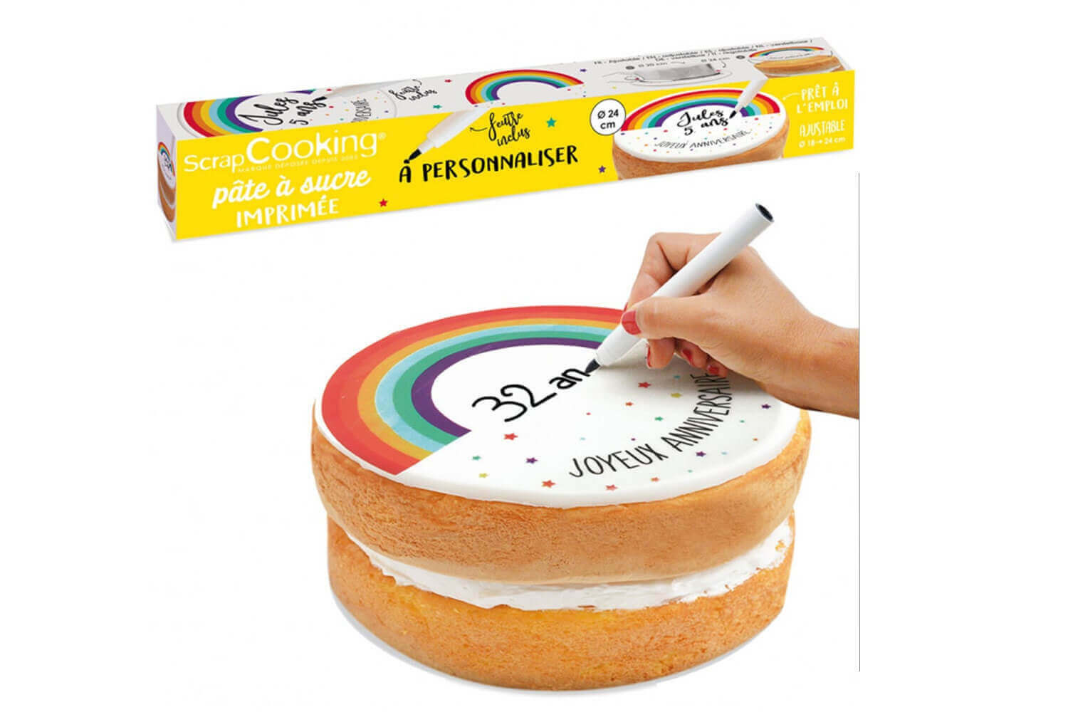 Rouleau Pate A Sucre Personnalisable Scrapcooking Color