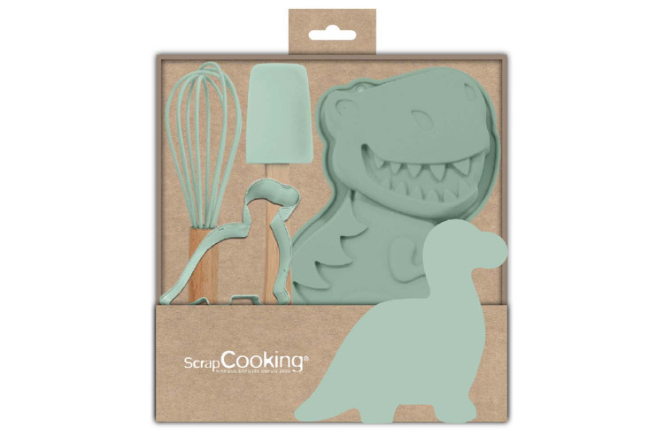 Coffret 4 ustensiles de pâtisserie pour enfant Scrapcooking - Dinosaure