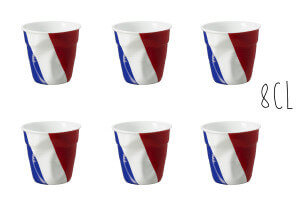 Set 6 tasses Revol Espresso Froissé 8cl en porcelaine drapeau France