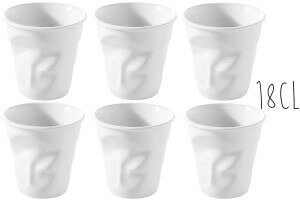 Set 6 tasses Revol Cappuccino Froissé 18cl en porcelaine blanche