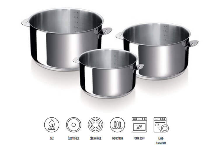 3 casseroles inox 16 à 20cm Beka Evolution avec poignée