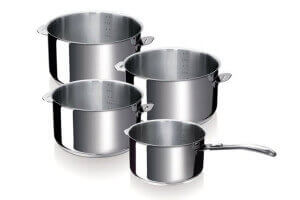 Set de 4 casseroles Beka Evolution en inox 14, 16, 18 et 20cm - Poignée amovible incluse