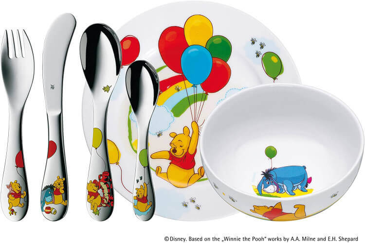 Coffret repas enfant WMF Winnie l'Ourson 6 pièces acier inox 18/10 et porcelaine